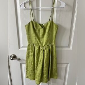 Reformation avocado linen mini dress